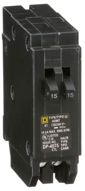 SQUARE D HOMELINE TWIN BREAKER HOM1515 1-POLE 15A
