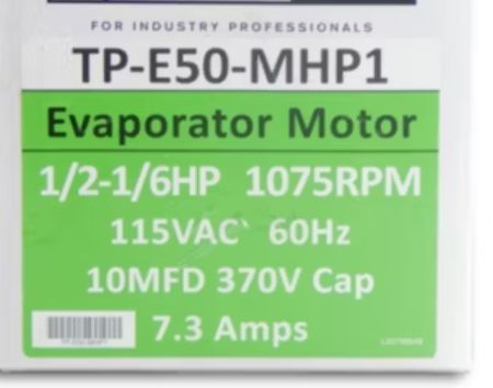 Evaporator Motor- Multi Horse- 1/6hp-1/2hp 1075RPM 115V