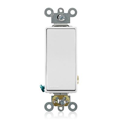 LEVITON Decora Plus™ Rocker Switch 20A-120/277VAC Single Pole, Commercial Grade - White