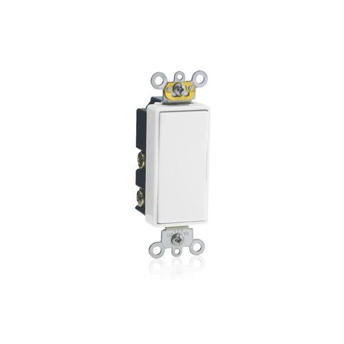 LEVITON Decora Plus™ Rocker Switch 15A-120/277VAC Single Pole, Commercial Grade, Double-Throw/Center-Off - White