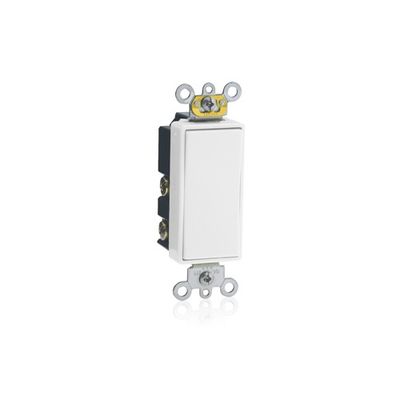 LEVITON Decora Plus™ Rocker Switch 15A-120/277VAC Single Pole, Commercial Grade, Double-Throw/Center-Off - White