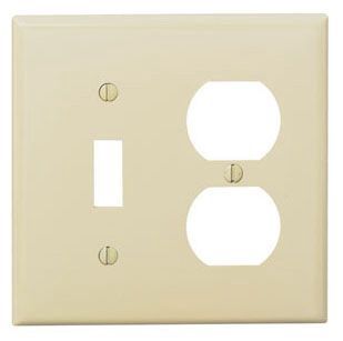 LEVITON Combo 1-Toggle, 1-Duplex Cover Plate - Ivory