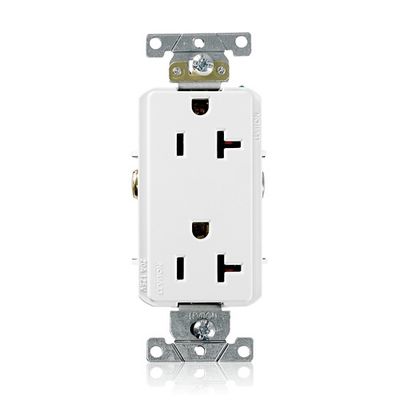 LEVITON Decora Plus™ Duplex Receptacle 20A-125V Industrial Grade - White