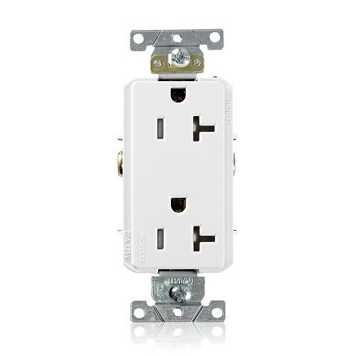 LEVITON Decora Plus™ Duplex Receptacle 20A-125V Industrial Grade, Tamper-Resistant - White