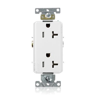 LEVITON Decora Plus™ Duplex Receptacle 20A-125V Industrial Grade, Tamper-Resistant - White
