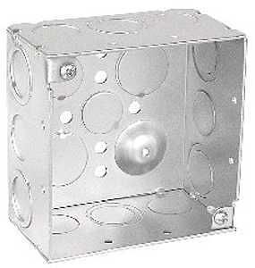 4" Metal Square Box 2-1/8" Deep 1/2" &amp; 3/4" Knockout