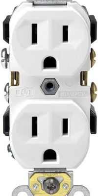 LEVITON Duplex Receptacle 15A-125V, Commercial Grade - White