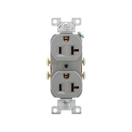 LEVITON Duplex Receptacle 20A-125V, Commercial Grade - Grey