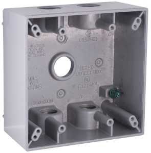 2-Gang Weatherproof Box 1/2" 5-Hole