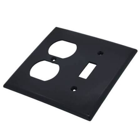 LEVITON Combo 1-Toggle, 1-Duplex Cover Plate - Black