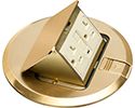 Arlington FLBT6620GMB Trapdoor Cover for 4-1/2" Round Floor Box - 20A, GFCI, Brass
