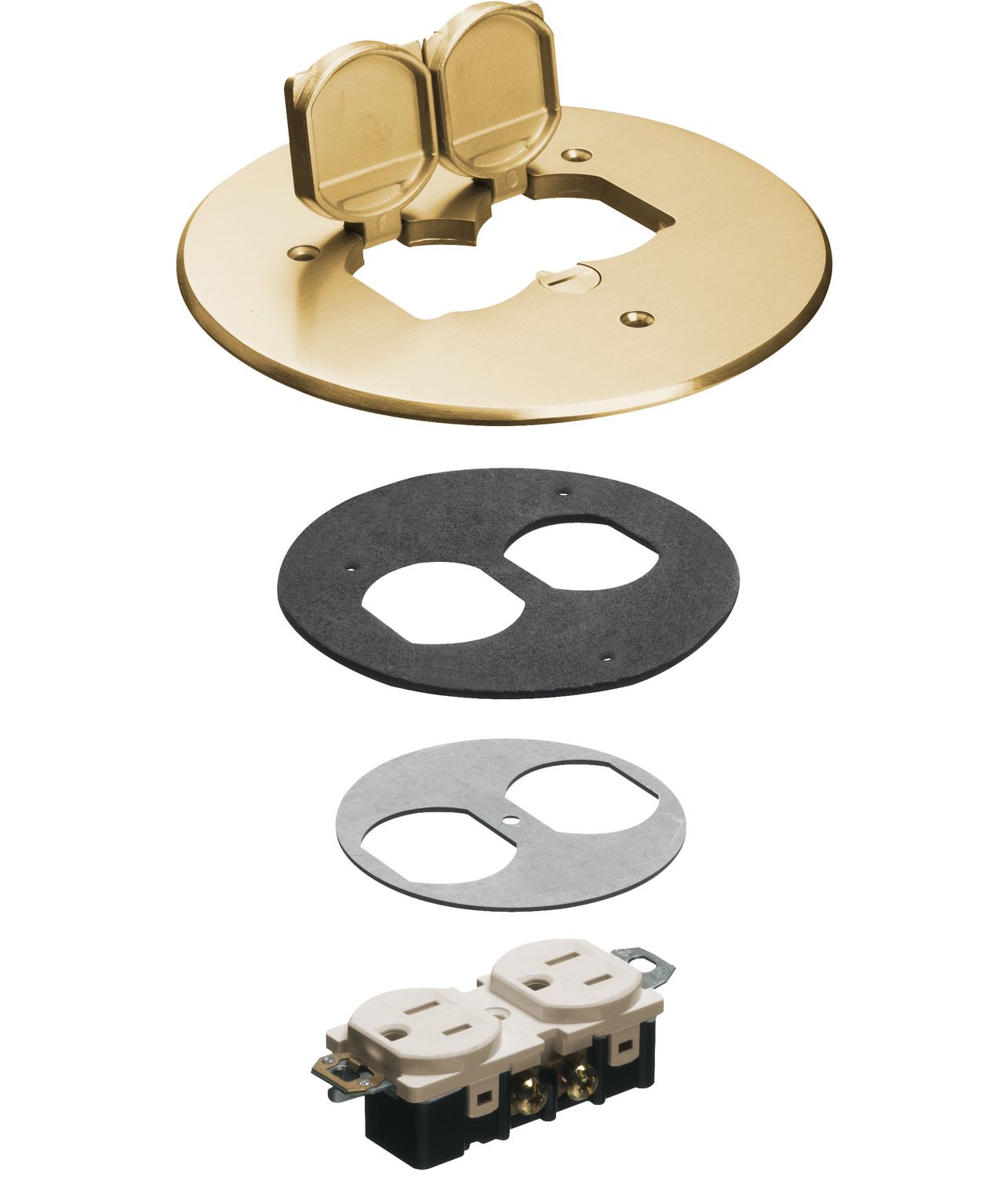 Arlington FLB6230MP Cover for 4-1/2" Round Floor Box - 2 Flip Lids, Brass
