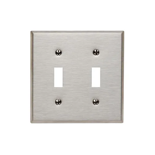 LEVITON Toggle 2-Gang Cover Plate - Stainless Steel