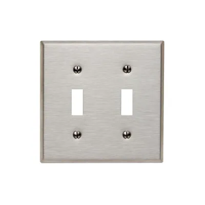 LEVITON Toggle 2-Gang Cover Plate - Stainless Steel