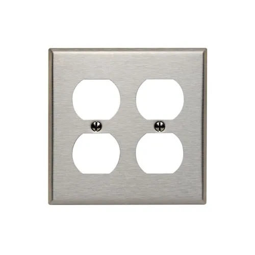 LEVITON Duplex 2-Gang Cover Plate - Stainless Steel