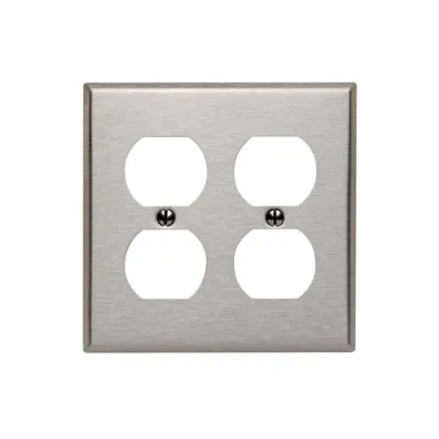 LEVITON Duplex 2-Gang Cover Plate - Stainless Steel