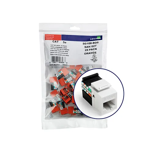 LEVITON GIGAMAX™ Cat 5e QUICKPORT™ Jack - White 25/pk