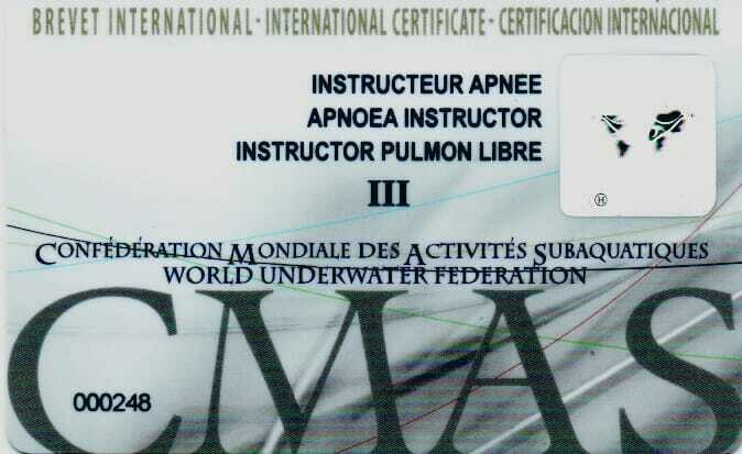 BREVET INSTRUTOR DE APNEIA - VALIDADE DE 5 ANOS