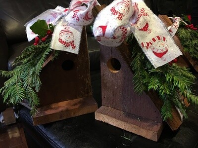 Small Bird House with Christmas Swag
