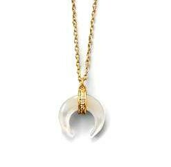 Mother of Pearl and CZ Crescent Gold Plated Necklace