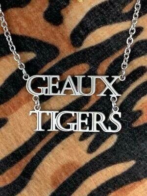 GEAUX TIGERS Necklace Sterling Silver 18