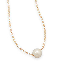 Floating Cultured Freshwater Pearl Necklace Gold Filled