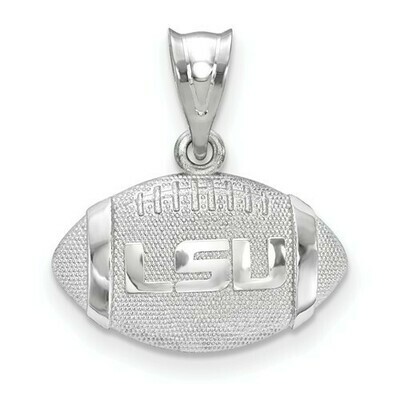 LSU logo sterling silver football pendant with bail