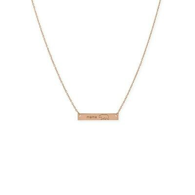 Mama Bear bar necklace 14k rose gold plated sterling silver