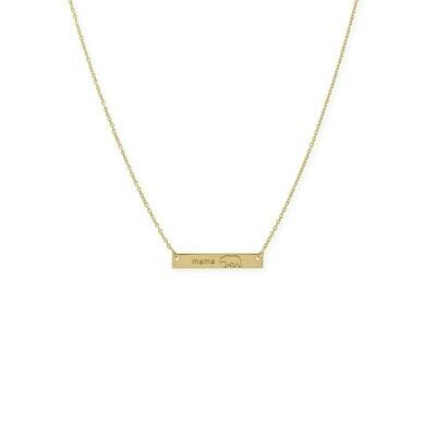 Mama Bear bar necklace 14k yellow gold plated sterling silver