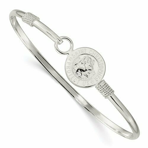 Saint Christopher Sterling Silver Bangle Bracelet
