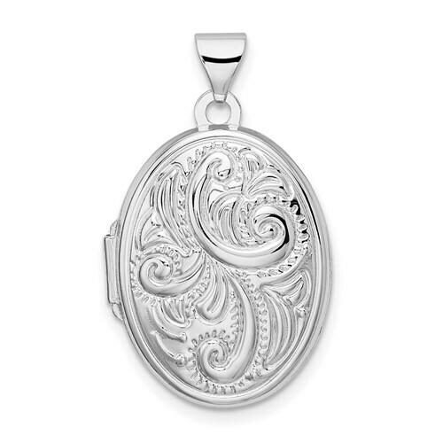 Sterling Silver etched Oval Locket