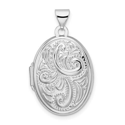 Sterling Silver etched Oval  Locket