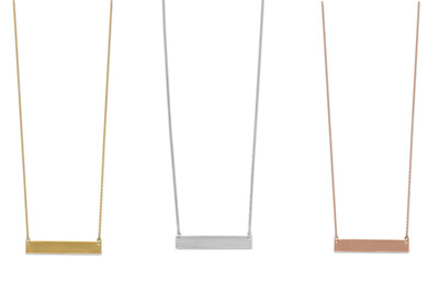 Horizontal Bar Necklace Sterling Silver or Yellow Gold Plated Sterling Silver or Rose Gold Plated Sterling Silver Engraveable