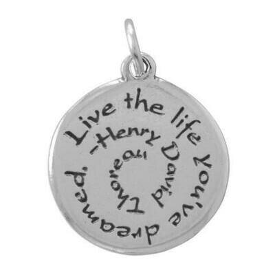 Live the life you've dreamed quote pendant sterling silver