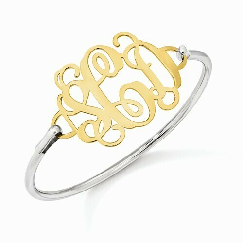 Monogram Bracelet Sterling Silver with or without Gold Plate center