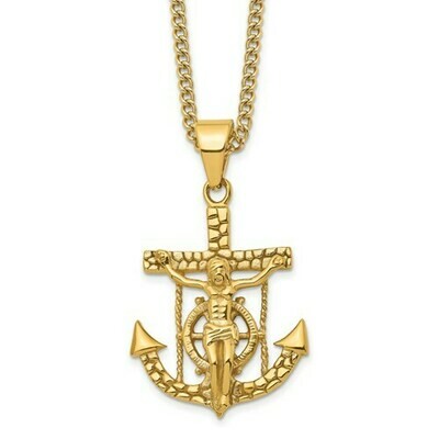 Mariner's Cross Necklace Gold Plated Stainless Steel