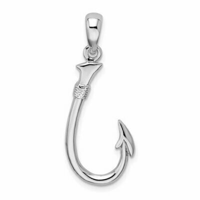 Fish Hook pendant sterling silver with bail