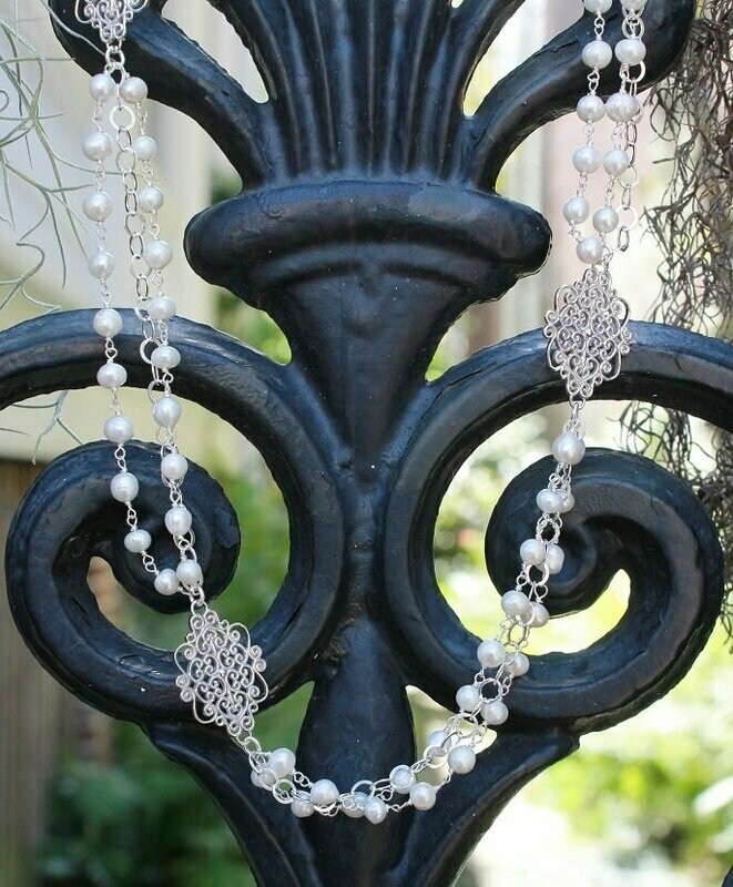 Southern Gates Joanne Necklace 24"  fresh water pearls