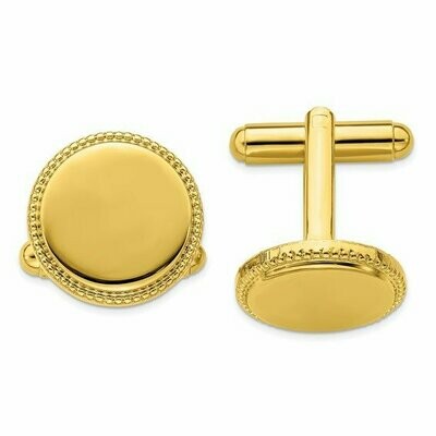 Gold Plated Beaded Cuff Links Engraveable