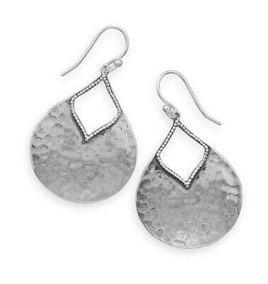 ​Oxidized, hammered sterling silver french wire earrings