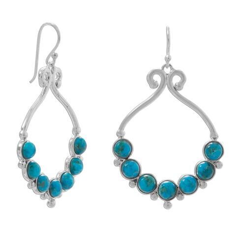 Sterling silver statment earrings crafted reconstituted turquoise cabochons.