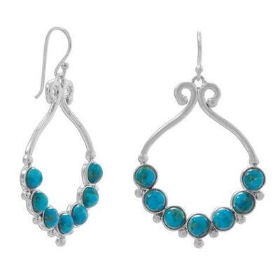 Sterling silver statment earrings crafted reconstituted turquoise cabochons.