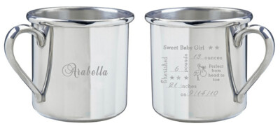 Personalized Pewter Baby Cup with Birth Record
