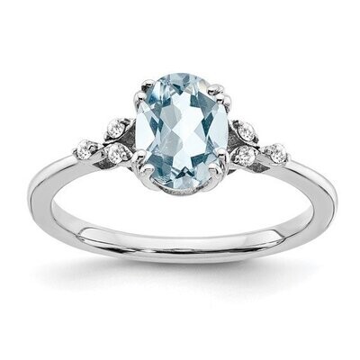Sterling Silver Gemstone and Diamond Ring