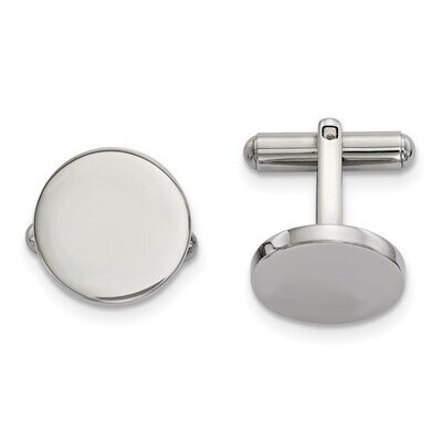 Stainless Steel Polished Circle Cufflinks