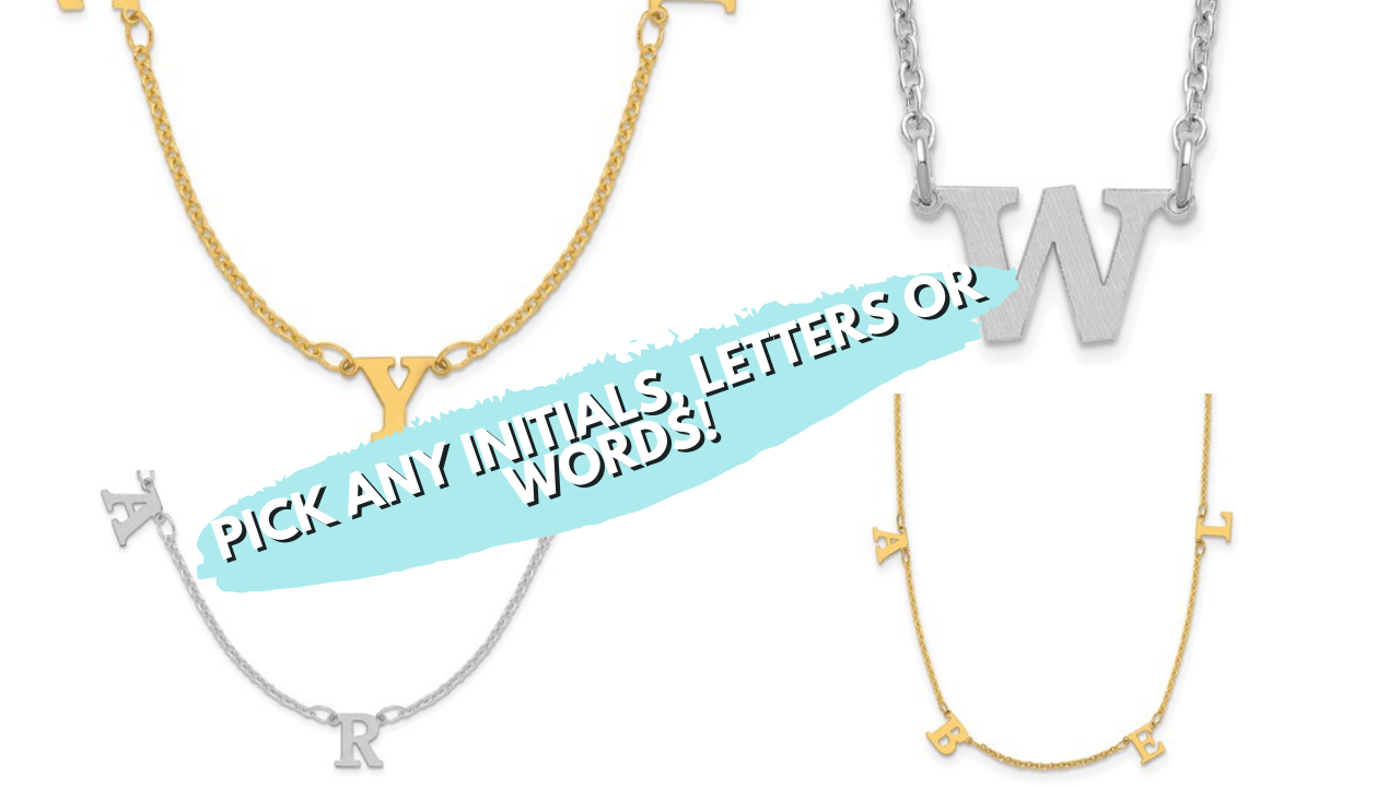 Letter, Initial, Name or Word Custom Dangle Necklace in 14K Gold (Yellow/White/Rose)