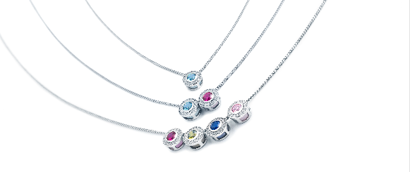 Family Birthstone Mother's Necklace with 3 SLIDES