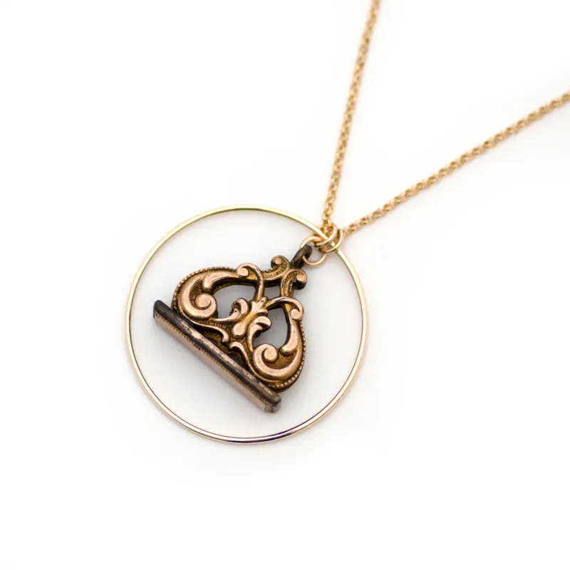 Victorian Circle Triangle Watch Fob Necklace
