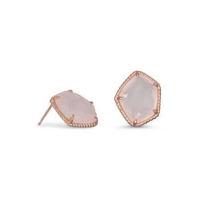 14 Karat Rose Gold Plated Earrings with Rose Quartz 14 Karat Rose Gold Plated Earrings with Rose Quartz