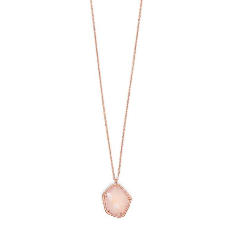14 Karat Rose Gold Plated Necklace with Rose Quartz 14 Karat Rose Gold Plated Necklace with Rose Quartz